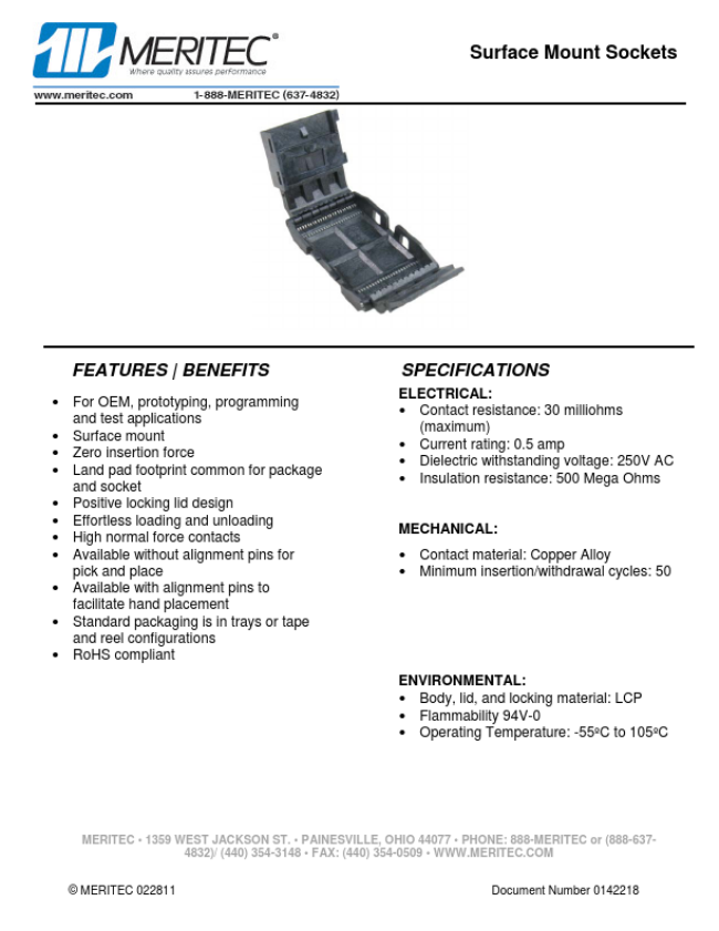 TSOP-40 SMT ZIF socket