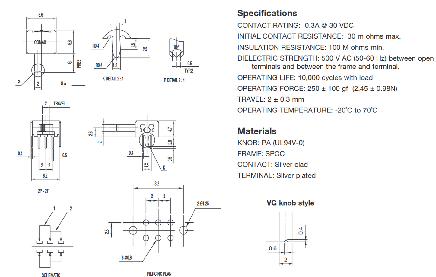 Microinterruttore DPDT (sostituzione per chip serie Xecuter 2.x)